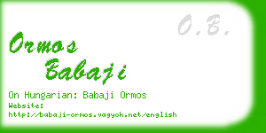 ormos babaji business card